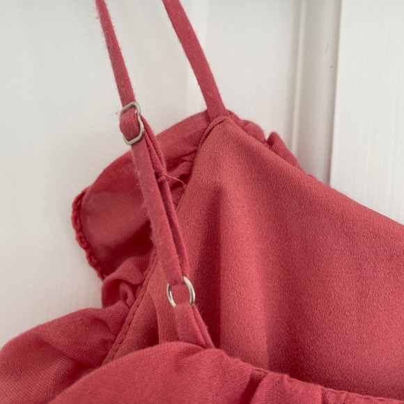 Red Carter Ruffle Mini Dress, Dusty Rose - Picture 6 of 8